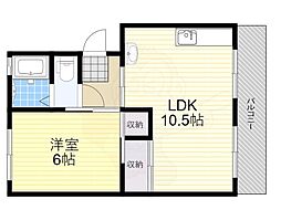 第1中村ビル 1LDKの間取図画像