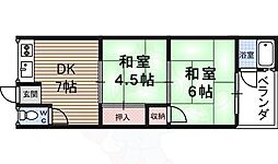 杉の荘 2DKの間取図画像