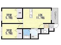 ユニゾン百楽園1 2LDKの間取図画像
