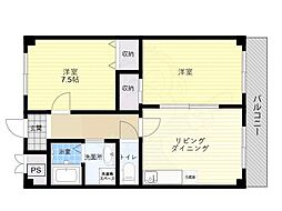 メゾン大和生駒 2LDKの間取図画像