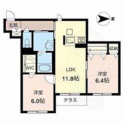 アクシア 2LDKの間取図画像