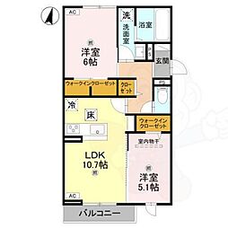 テラス・オルキデ宝来 2LDKの間取図画像
