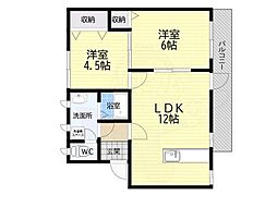 高木マンション1号 2LDKの間取図画像