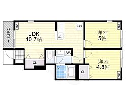 グランアヴニール 2LDKの間取図画像