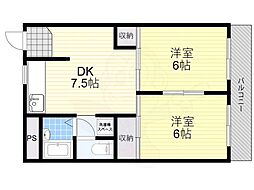 山城クリーンハイツ 2DKの間取図画像