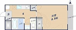 杉ケ町北ビル 1Kの間取図画像