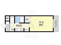 パルスコート新大宮 1Kの間取図画像
