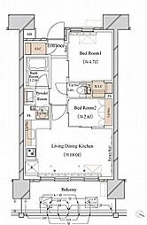 ブランシエスタ新丸子リバーフロント 2LDKの間取図画像