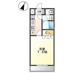 グレース菅仙谷 2階1Kの間取り