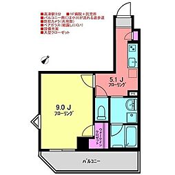 フルリール二子 1Kの間取図画像