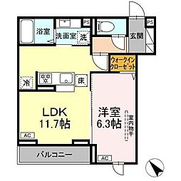 D Paina 登戸2 1LDKの間取図画像