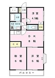 川辺マンション 3DKの間取図画像