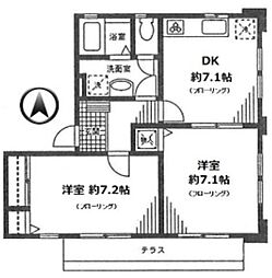 プラザ・ワンC 2DKの間取図画像