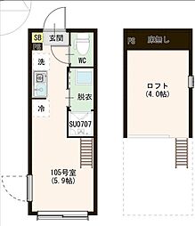 ハーモニーテラス戸越 ワンルームの間取図画像