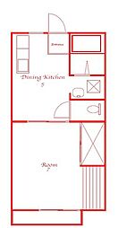ハイツオギワラB棟 1DKの間取図画像