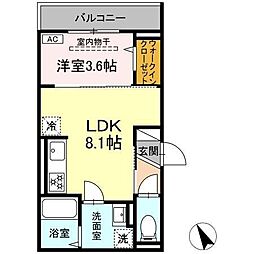D Paina 鷺沼 1LDKの間取図画像