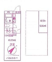 エクセレントルーム1 ワンルームの間取図画像
