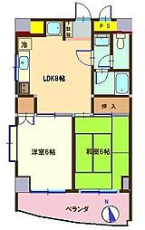 シャトレ宮前 2DKの間取図画像