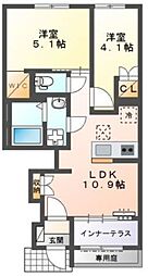 宮前区平4丁目新築アパート(仮 2LDKの間取図画像