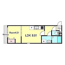 ラグランジュ新川崎 1LDKの間取図画像