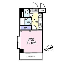 ベルデュール宮前平 1Kの間取図画像