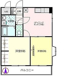 セブンゴールドハイツ 2DKの間取図画像