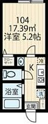 川崎市多摩区生田6丁目アパート 1Kの間取図画像