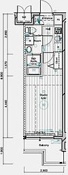 MAINSTAGE二子多摩川 1Kの間取図画像