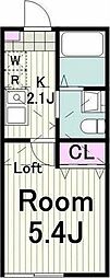 アパート 1Kの間取図画像