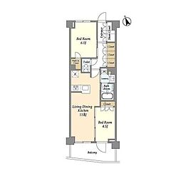 グランカーサ溝の口 2LDKの間取図画像