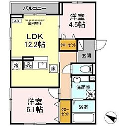 ヴェルジェA 2LDKの間取図画像