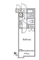 ルーブル溝の口弐番館 1Kの間取図画像