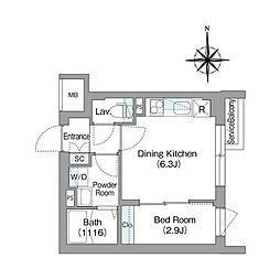 スタイリオフィット新丸子 1DKの間取図画像