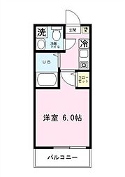 宿河原21AP 1Kの間取図画像