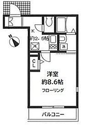 カーサ・ティーナ 1Kの間取図画像