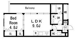 溝口レジデンス 1LDKの間取図画像