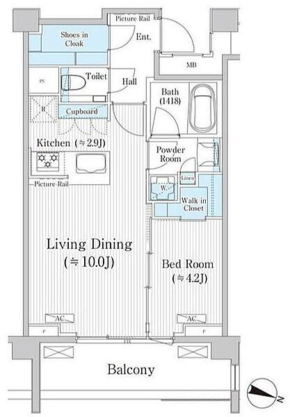 バウスステージ広尾 212｜東京都港区南麻布４丁目(賃貸マンション1LDK・2階・44.08㎡)の写真 その2