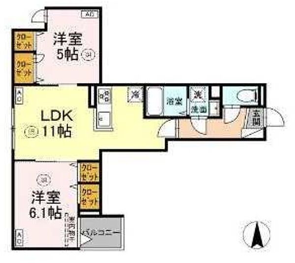 グラナーデ千住緑町 202｜東京都足立区千住緑町３丁目(賃貸アパート2LDK・2階・51.35㎡)の写真 その2