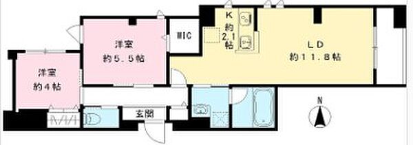 北品川テラス 207｜東京都品川区北品川３丁目(賃貸マンション2LDK・2階・55.59㎡)の写真 その2