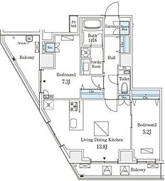 オーパスレジデンス南青山 10階2LDKの間取り