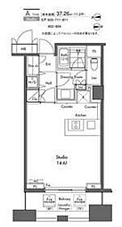 グラディート汐留ロッソ 6階ワンルームの間取り