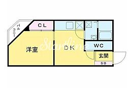 板倉マンション 1DKの間取図画像