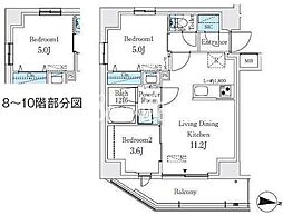 プライムブリス品川中延 2LDKの間取図画像