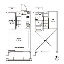 カスタリア中延 ワンルームの間取図画像