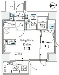 プライムガーデン恵比寿南 1LDKの間取図画像