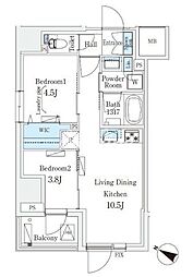 渋谷区東3丁目マンション 2LDKの間取図画像