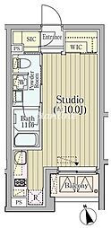 コモド恵比寿 ワンルームの間取図画像
