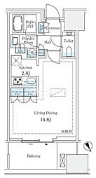 麻布台ヒルズ レジデンスB ワンルームの間取図画像