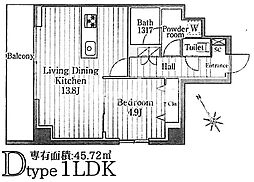 カナルーチェ恵比寿南 1LDKの間取図画像