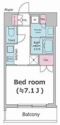 PARKFLATS渋谷代官山 1Kの間取図画像